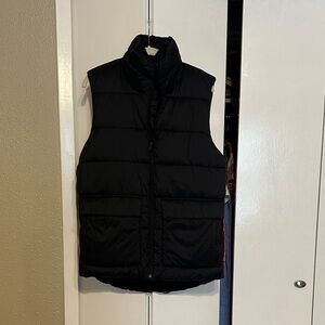 Sherpa-Lined Black Puffer Vest